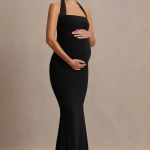 Avielle | Vestido Largo Halter, Color Negro