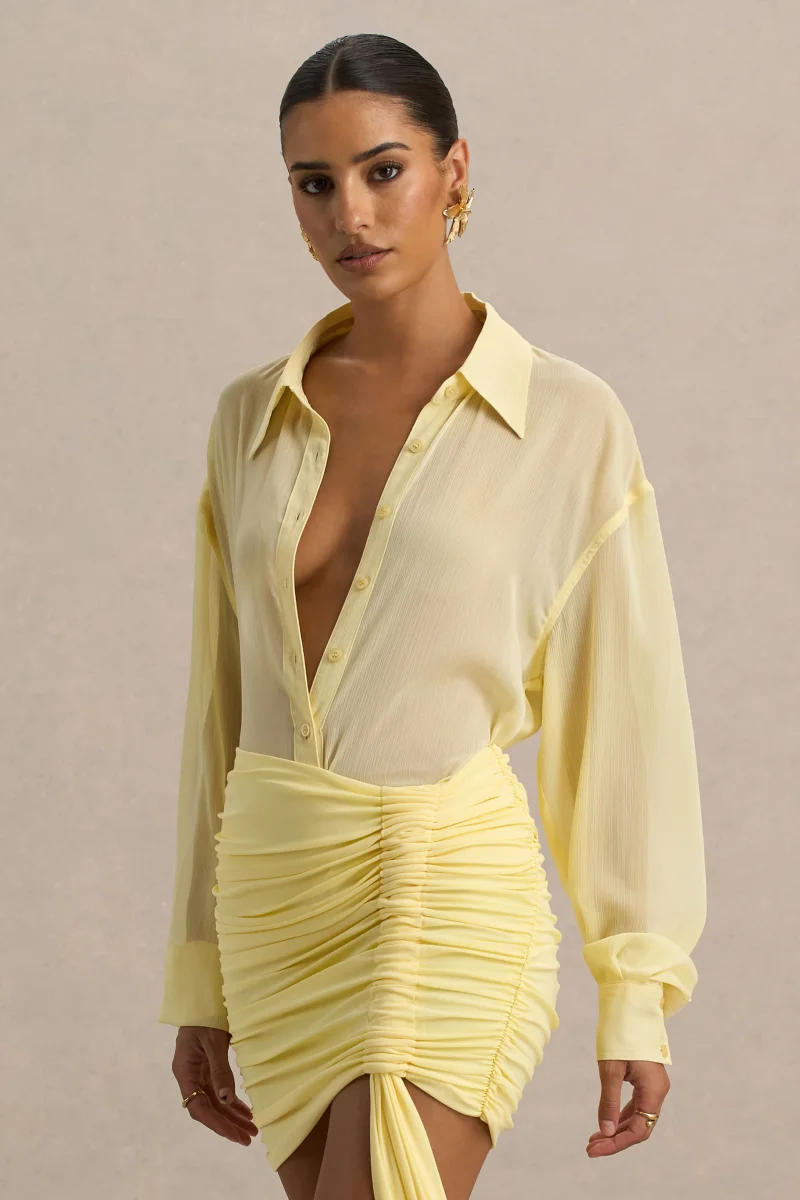 Zinna | Camisa de gasa transparente en color amarillo pastel - Imagen 5