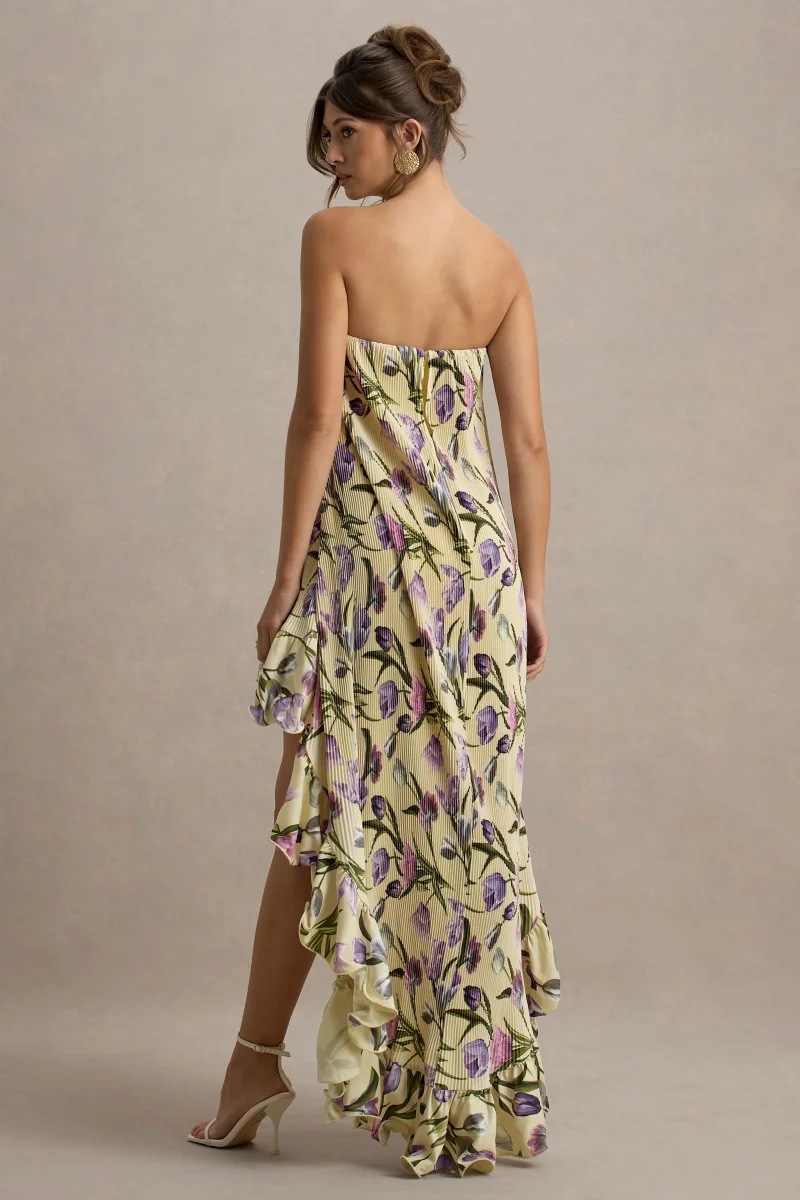 Whistler | Vestido largo con estampado floral con Volantes y Dobladillo Asimétrico - Imagen 4