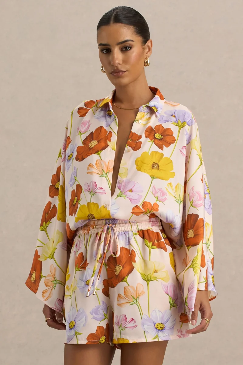 Lolite | Camisa de manga larga de satén con estampado floral - Imagen 7