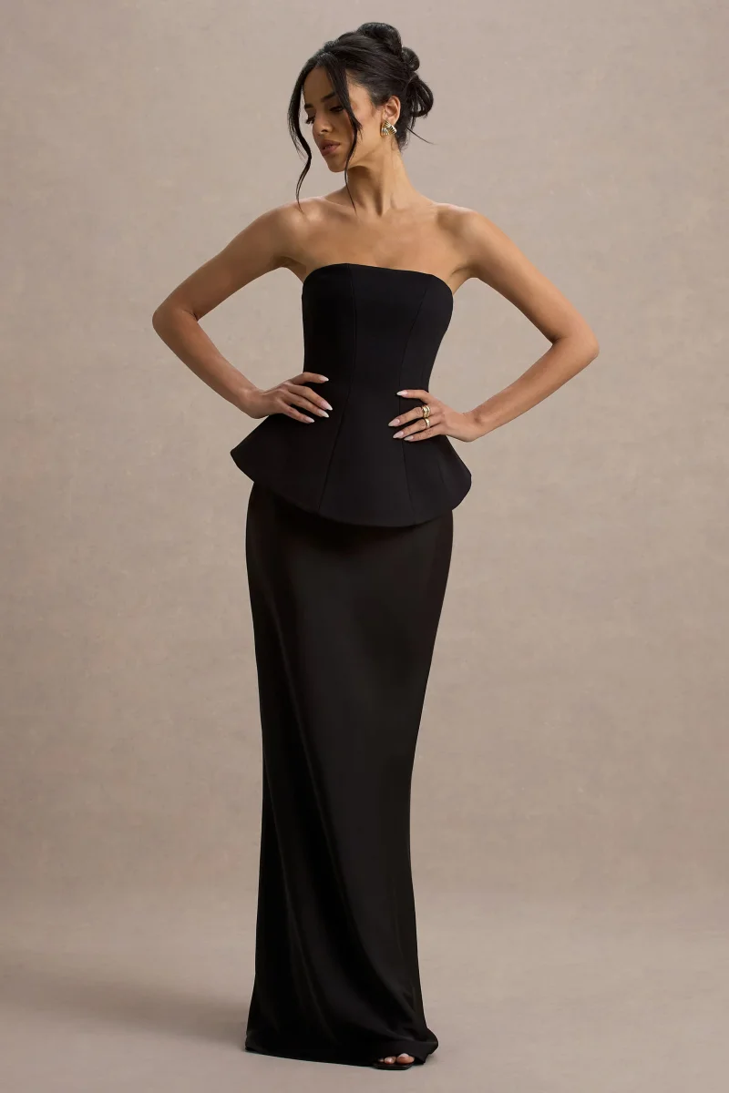 Ohio | Vestido largo Negro Sin Tirantes con escote con Corsé - Imagen 6