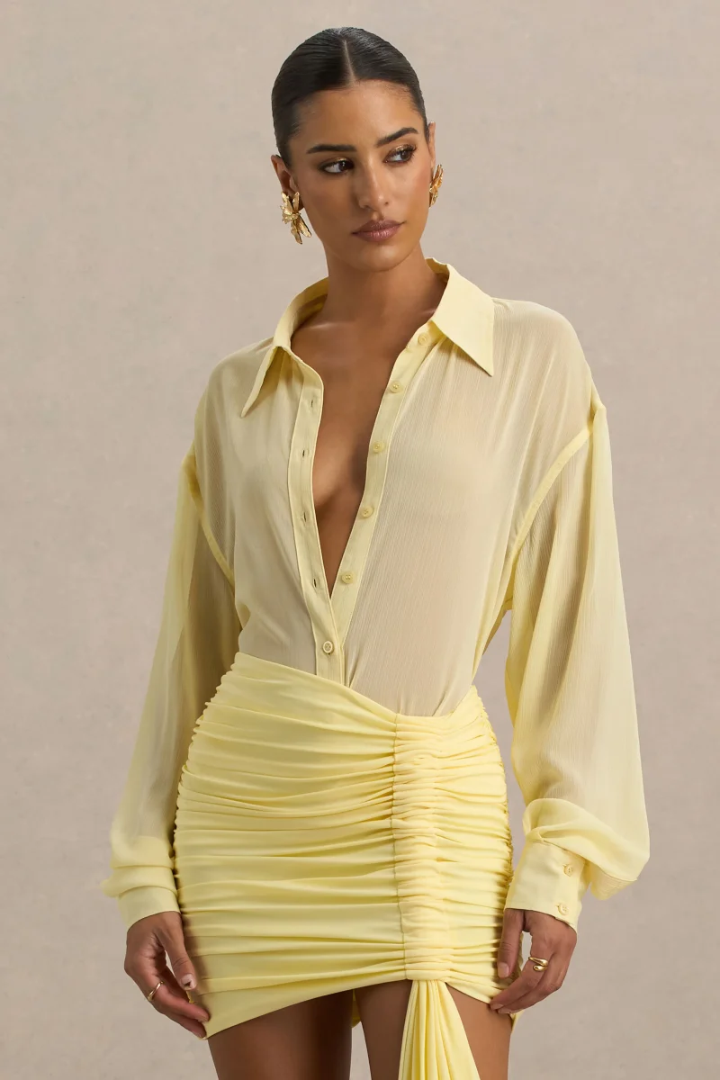 Zinna | Camisa de gasa transparente en color amarillo pastel - Imagen 6