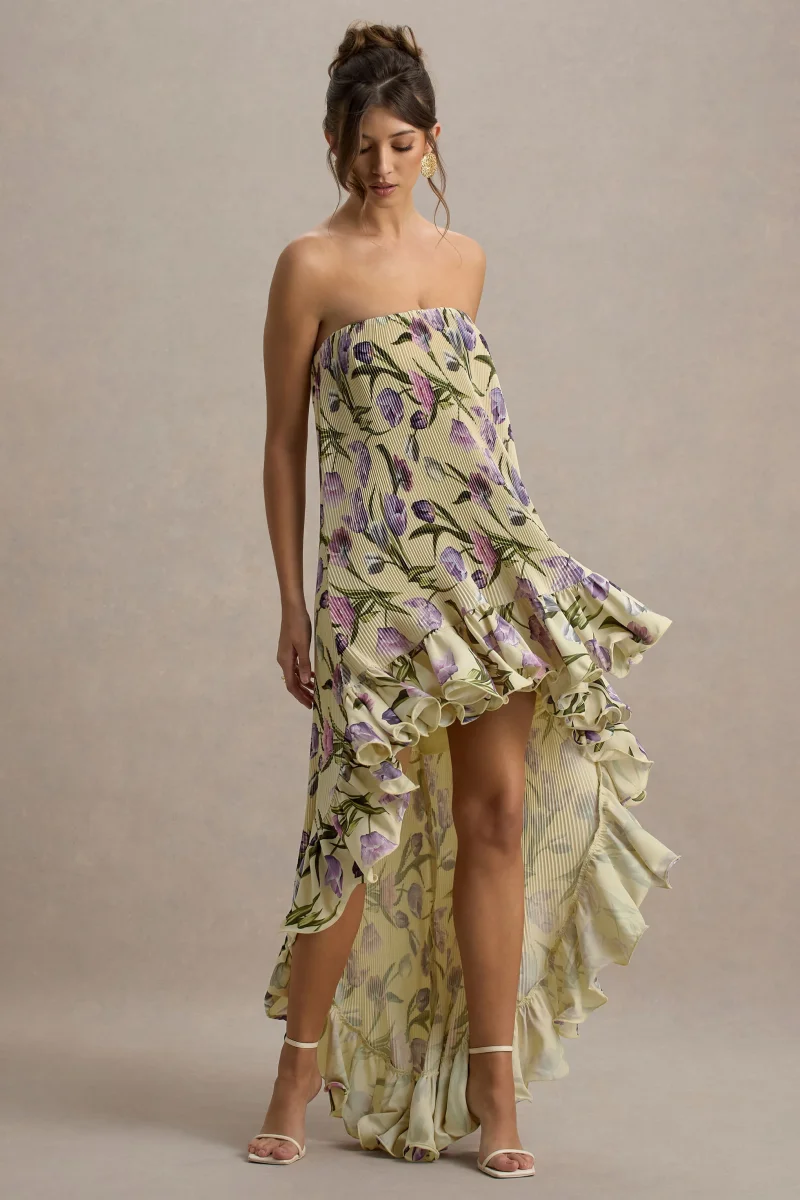 Whistler | Vestido largo con estampado floral con Volantes y Dobladillo Asimétrico - Imagen 8