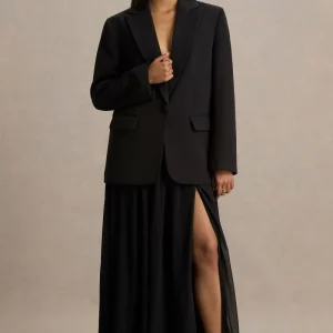 Spencer | Falda Larga Plisada en Chifón Color Negro