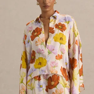 Lolite | Camisa de manga larga de satén con estampado floral