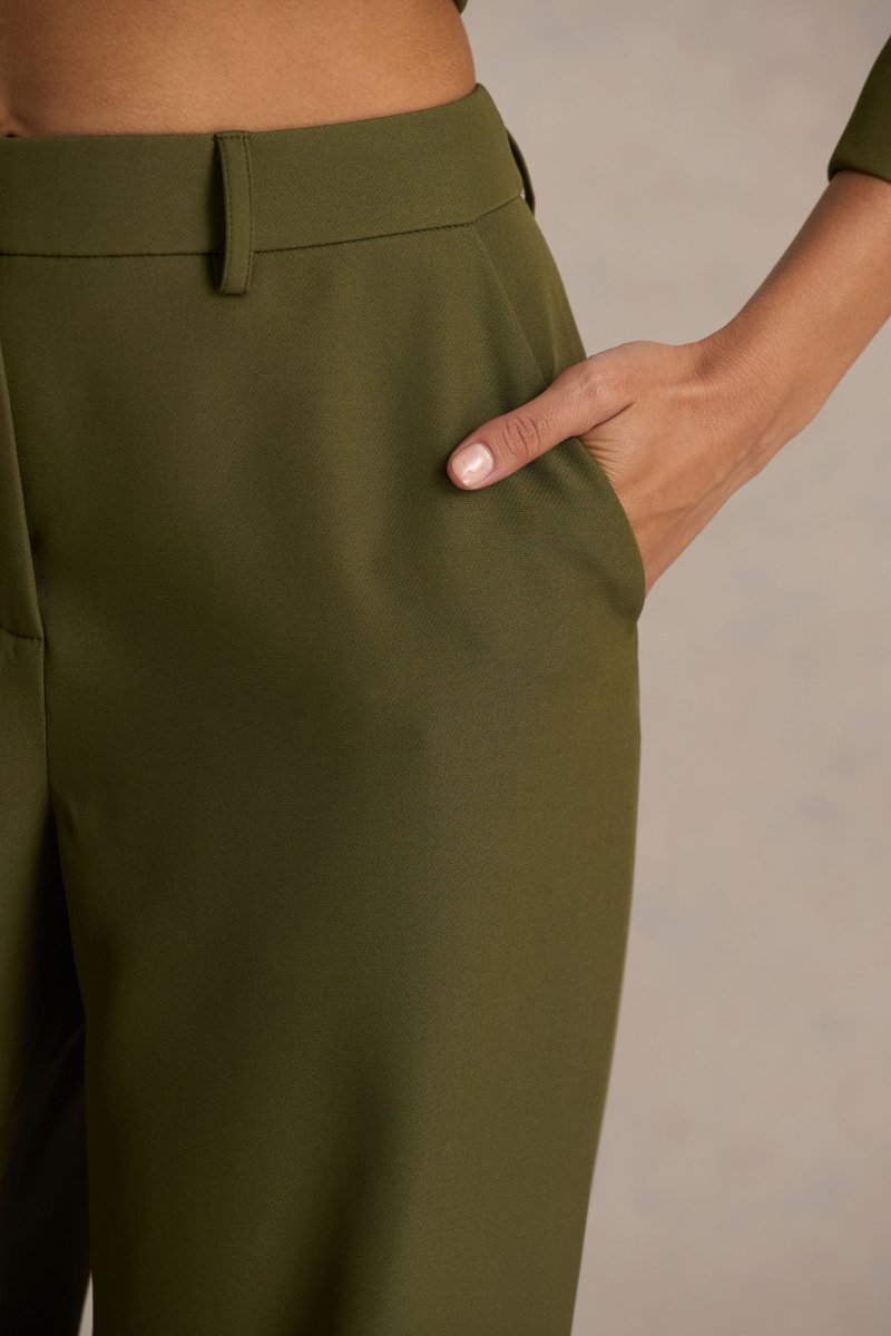 Silvia | Pantalones Verde Oliva de Corte Recto - Imagen 8