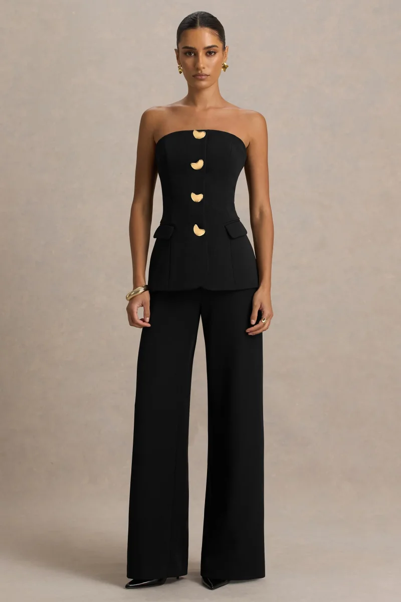 Zoey | Mono Negro con Escote Bandeau - Imagen 3