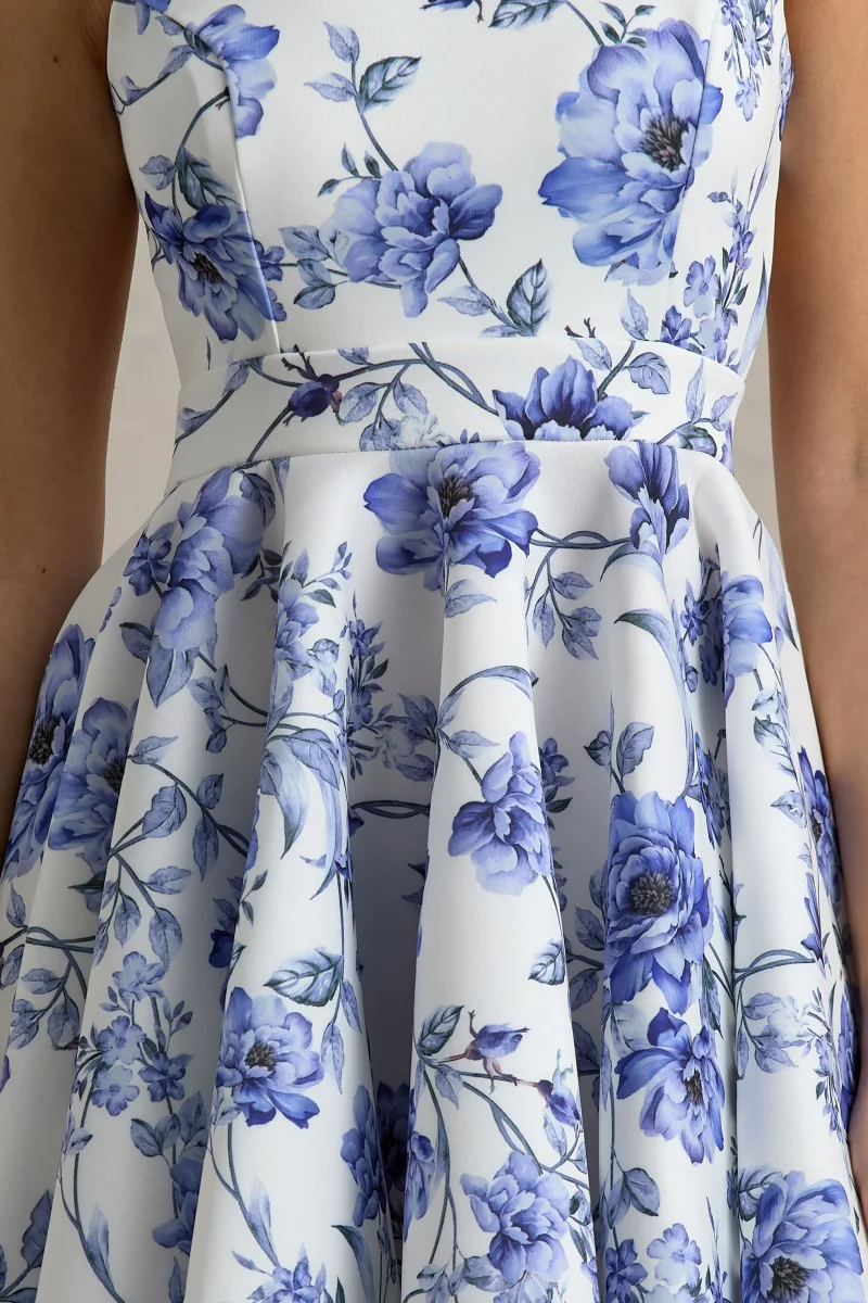 Waverly | Vestido corto con estampado floral con espalda abierta y falda skater - Imagen 7