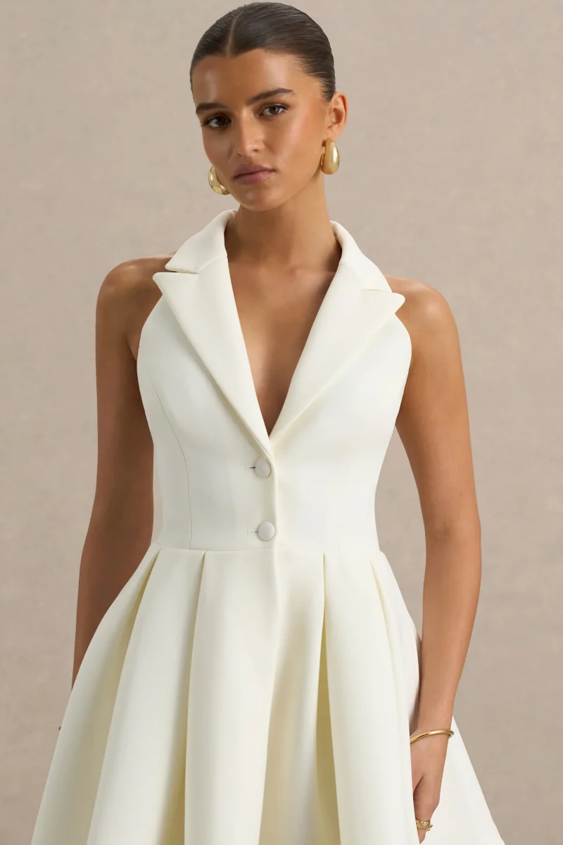 Kyla | Vestido corto blanco con escote pronunciado. - Imagen 6