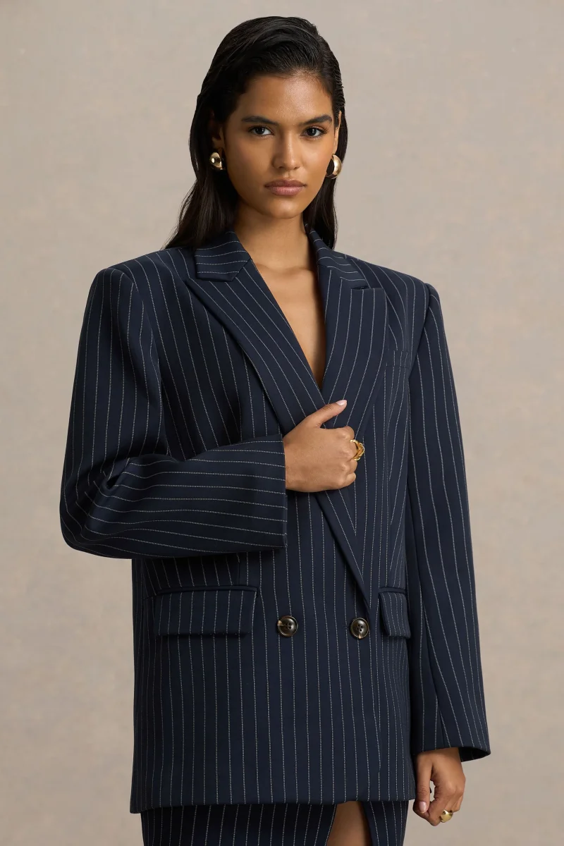 Alana | Blazer Azul Marino de Rayas - Imagen 7