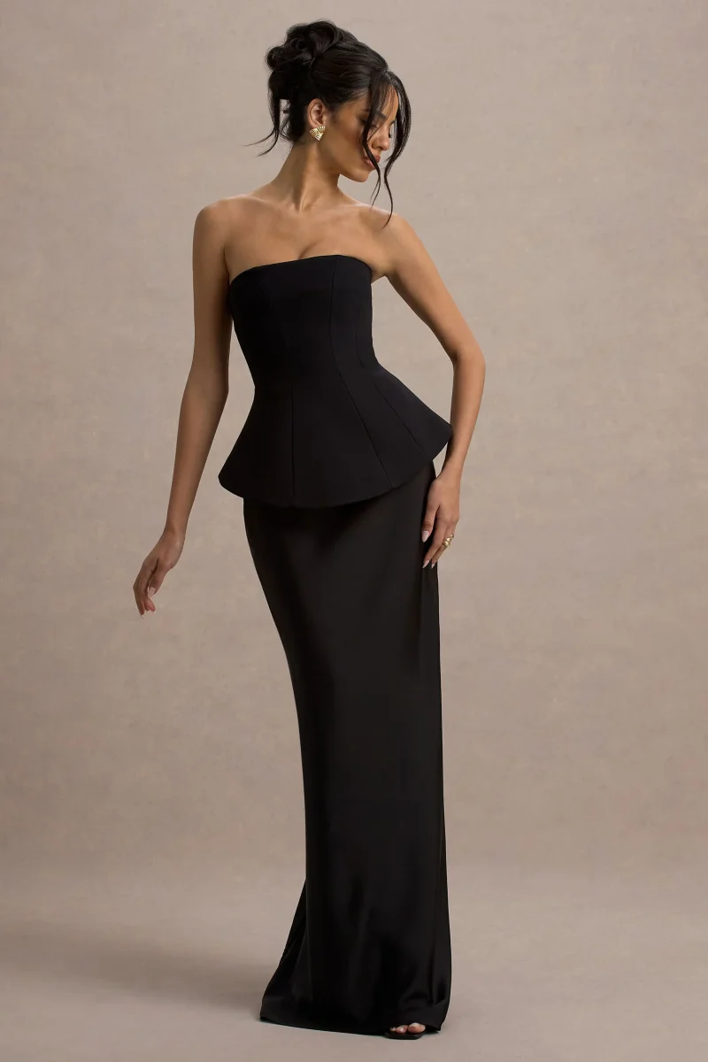 Ohio | Vestido largo Negro Sin Tirantes con escote con Corsé - Imagen 7
