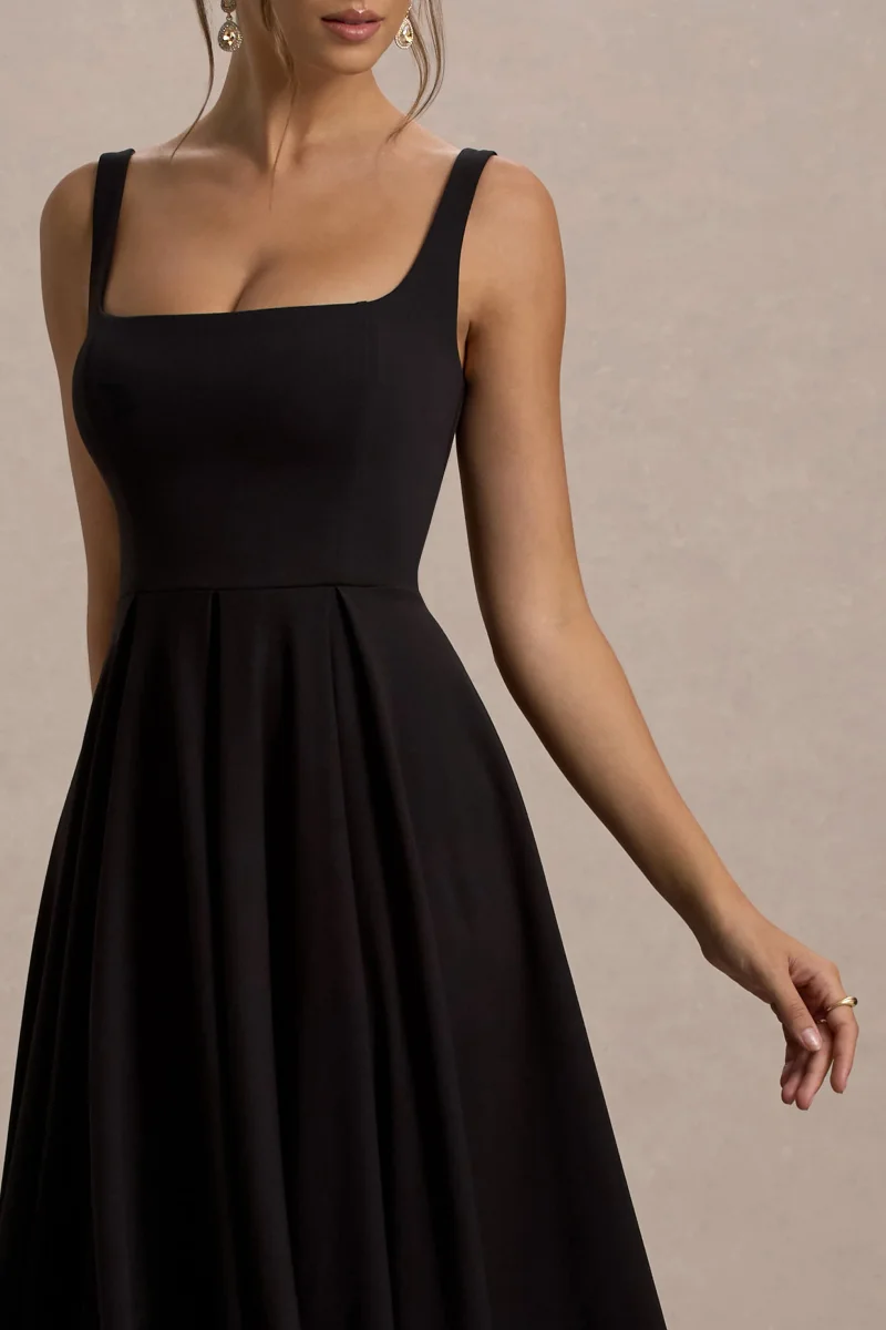 Parina | Vestido midi con escote cuadrado y falda plisada - Imagen 4