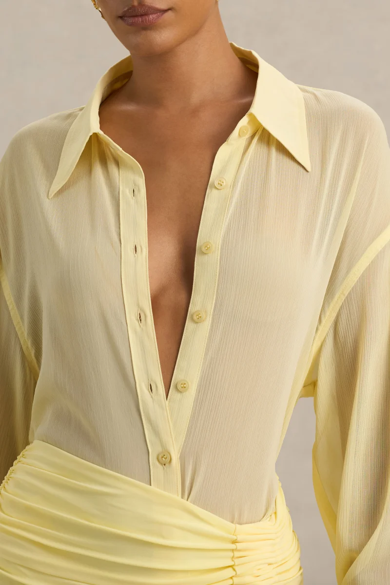 Zinna | Camisa de gasa transparente en color amarillo pastel - Imagen 8