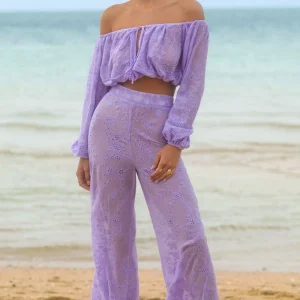 Fantini | Pantalones de pierna ancha con bordado lila