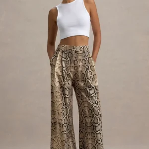 Shaniya | Pantalones de Pierna Ancha con Estampado de Serpiente