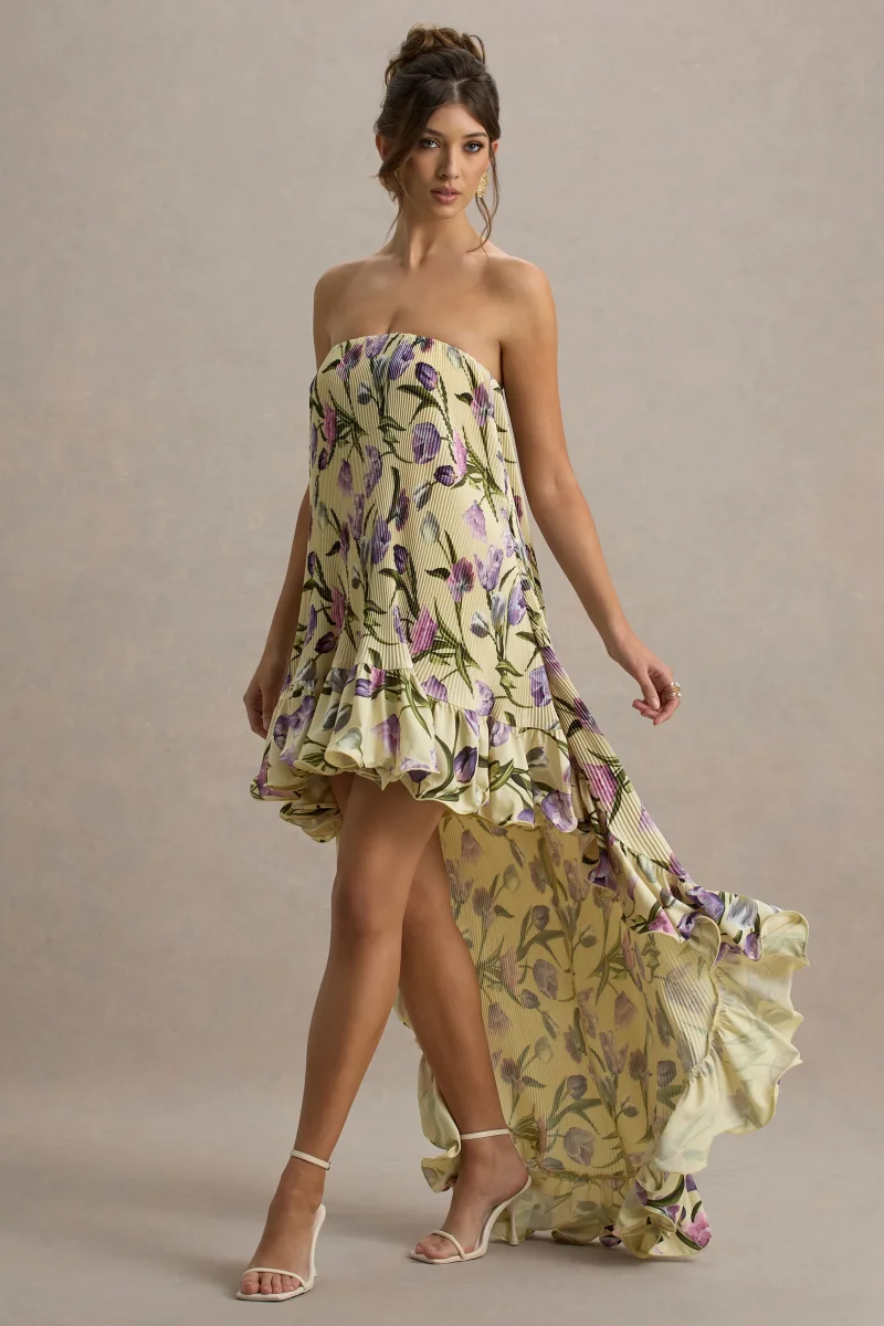Whistler | Vestido largo con estampado floral con Volantes y Dobladillo Asimétrico - Imagen 3