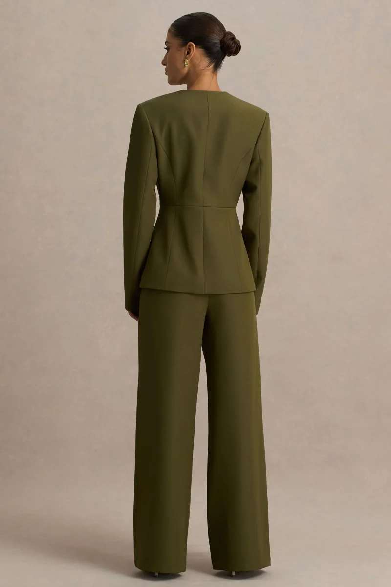 Silvia | Pantalones Verde Oliva de Corte Recto - Imagen 3