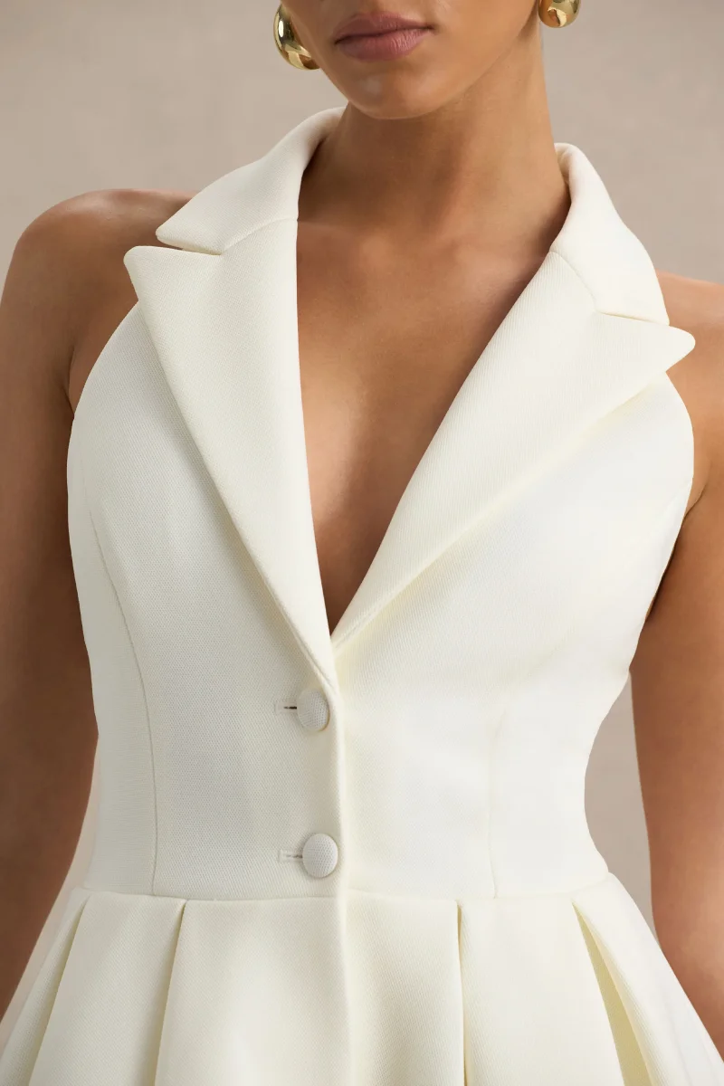Kyla | Vestido corto blanco con escote pronunciado. - Imagen 7