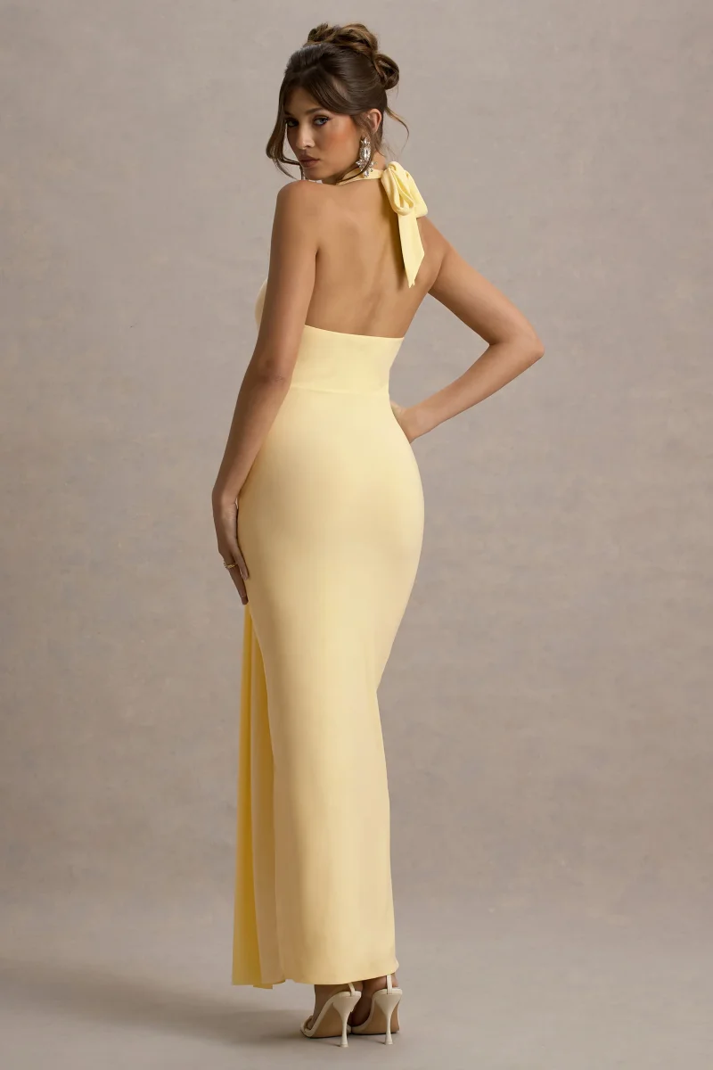 Sunflower | Vestido largo sin mangas en amarillo con silueta fruncida - Imagen 3