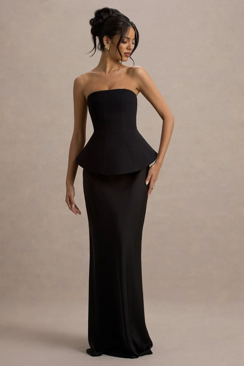 Ohio | Vestido largo Negro Sin Tirantes con escote con Corsé - Imagen 5