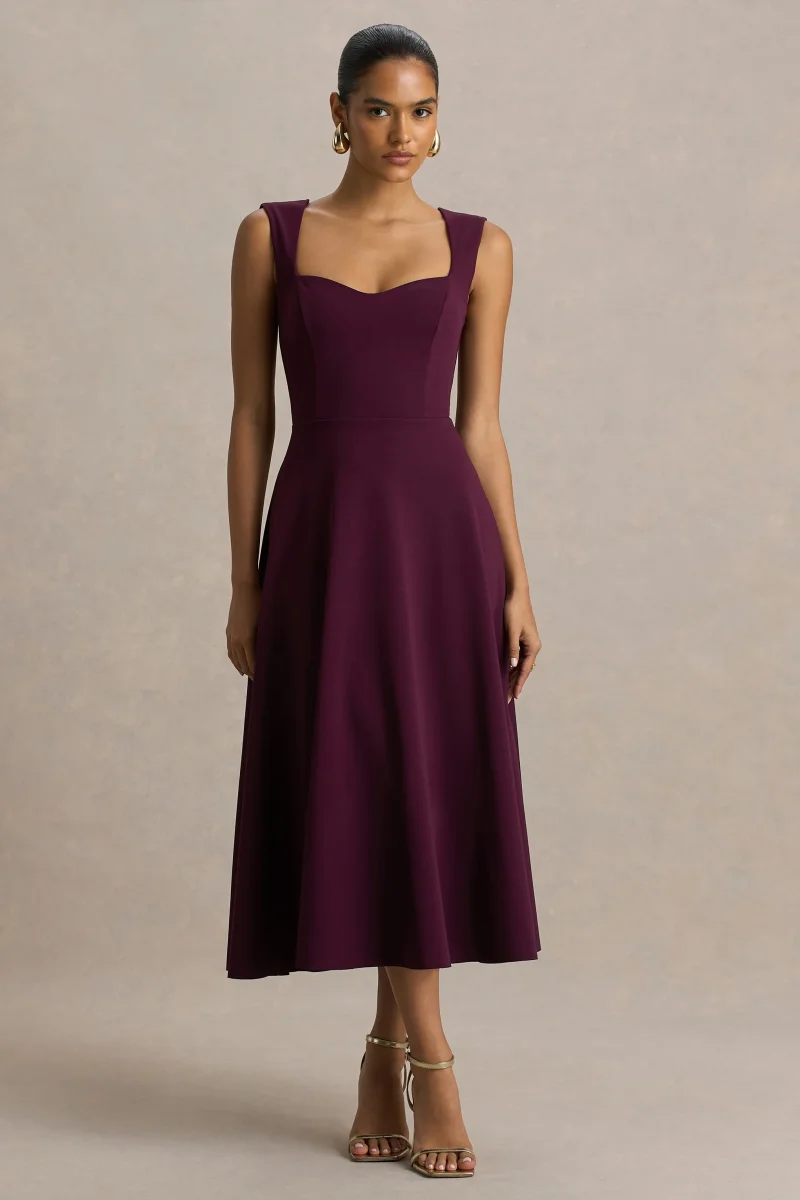 Andromeda | Vestido Midi Burdeos Sweetheart - Imagen 4