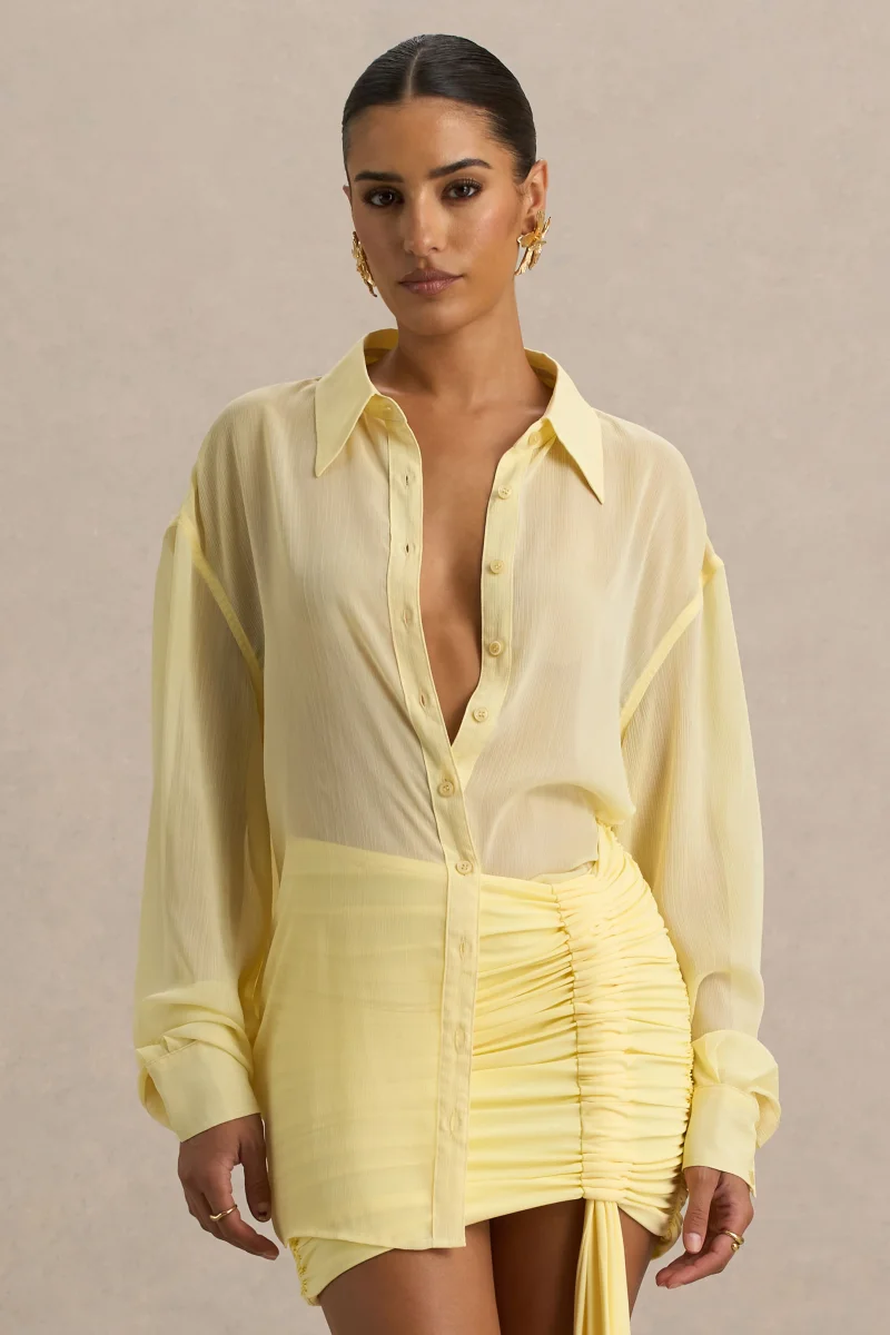 Zinna | Camisa de gasa transparente en color amarillo pastel - Imagen 7
