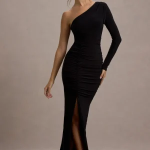 Doll | Vestido Largo negro asimétrico con una sola manga larga