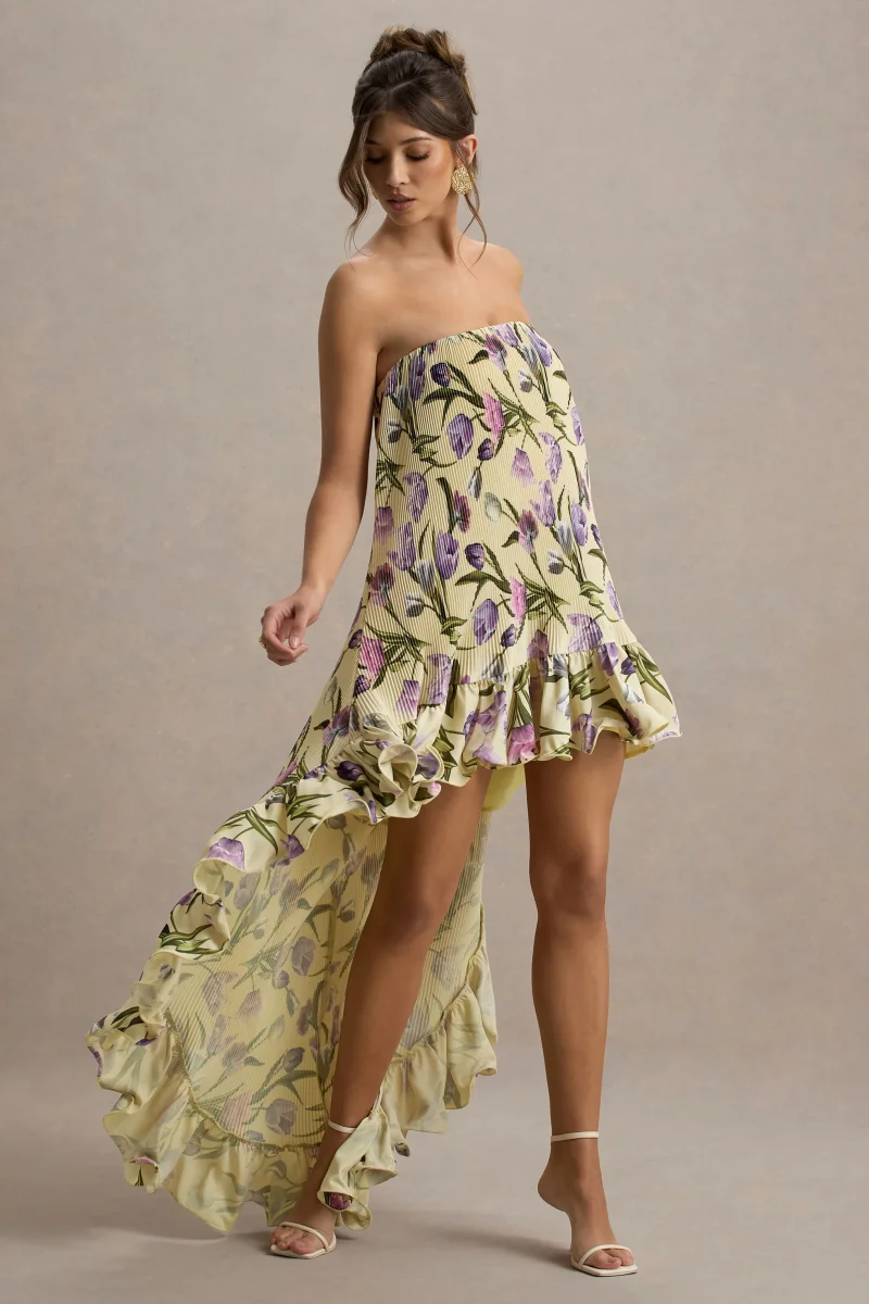 Whistler | Vestido largo con estampado floral con Volantes y Dobladillo Asimétrico - Imagen 7