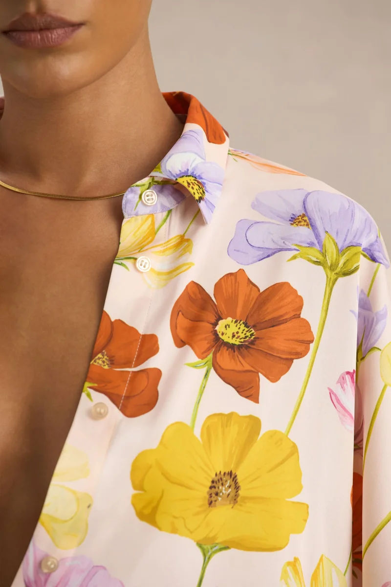 Lolite | Camisa de manga larga de satén con estampado floral - Imagen 4