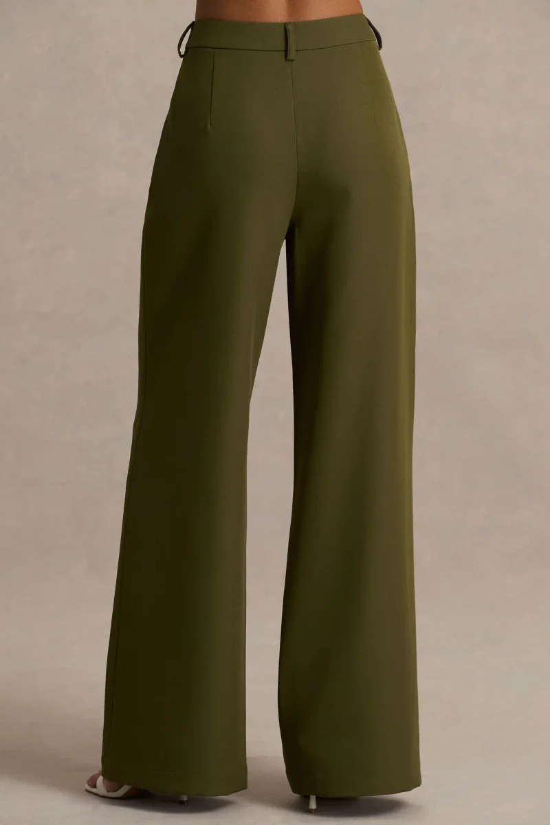 Silvia | Pantalones Verde Oliva de Corte Recto - Imagen 5