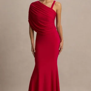 Sylvie | Vestido Largo rojo de cuello asimétrico