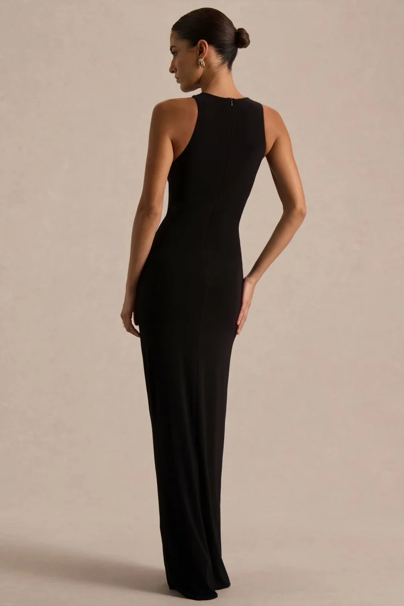 Opaline | Vestido Largo negro con cuello redondo - Imagen 3
