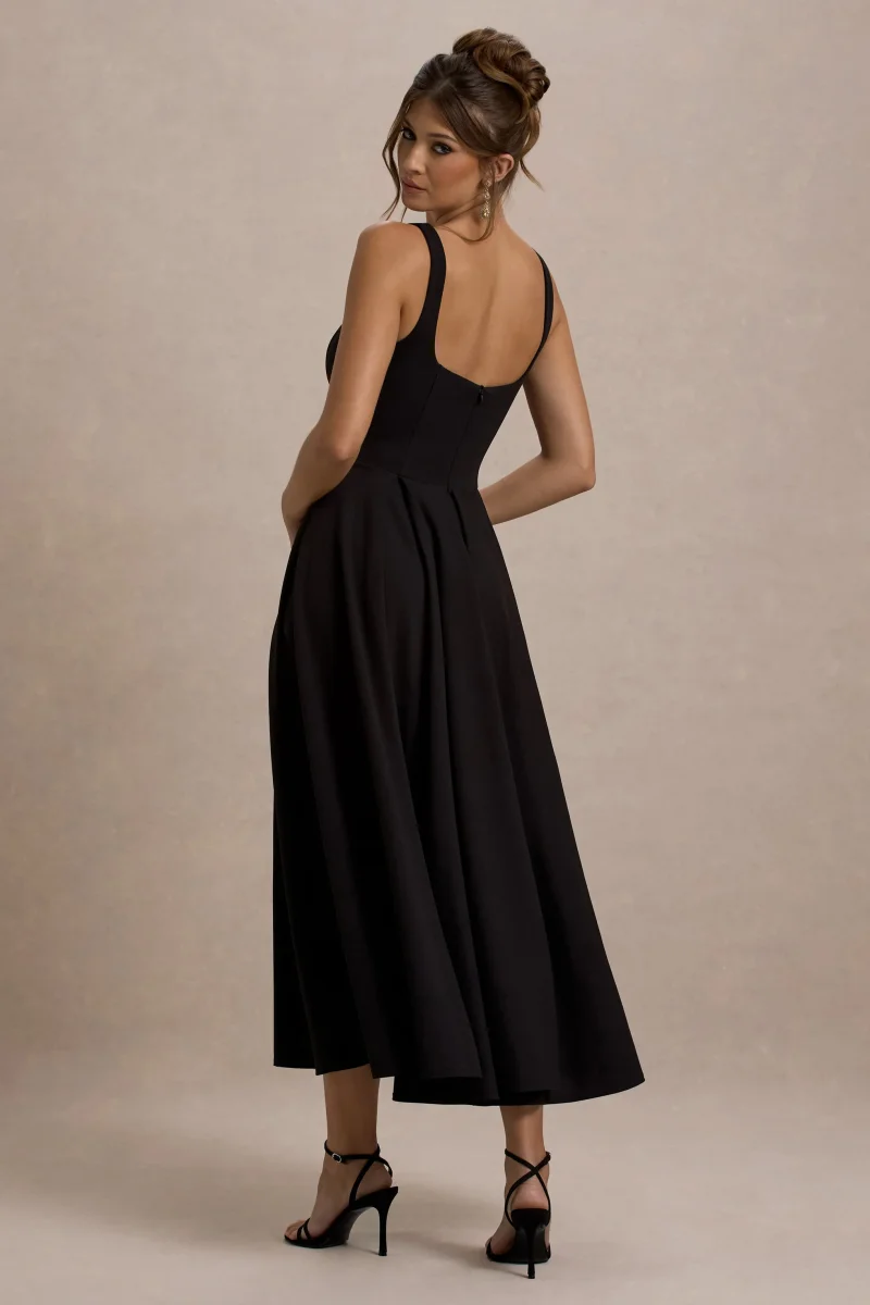 Parina | Vestido midi con escote cuadrado y falda plisada - Imagen 3