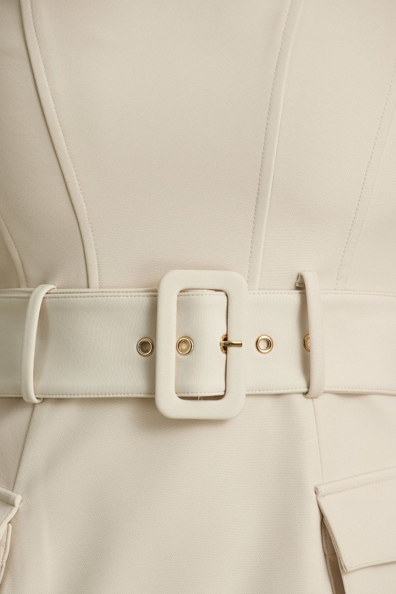 Sandra | Vestido Largo Nude Entallado con Escote Cuadrado y Abertura Frontal Alta - Imagen 7