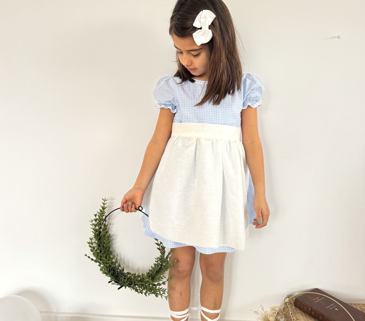 Vestido Niña Vichy celeste - Imagen 7