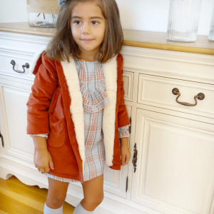 Abrigo niña de pana teja