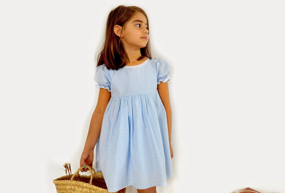 Vestido Niña Vichy celeste - Imagen 2