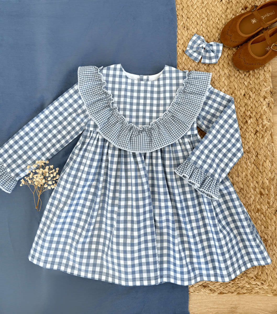 Vestido Vichy Azul Pizarra - Imagen 3