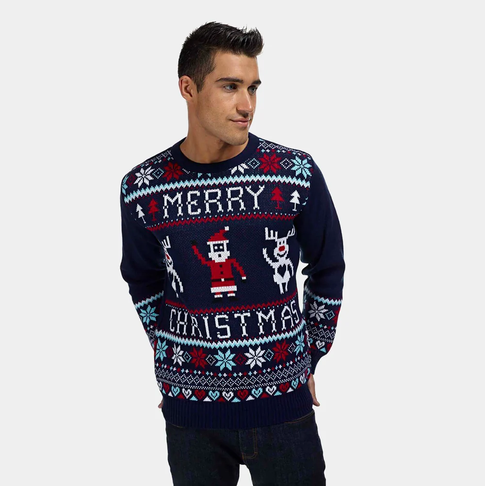 Jersey de Navidad Parejas Merry Christmas Azul Marino - Imagen 5